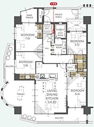 ライオンズステージ浦添弐番館 6-- 4LDKの間取り