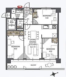 ライオンズマンション志真志 3LDKの間取図画像