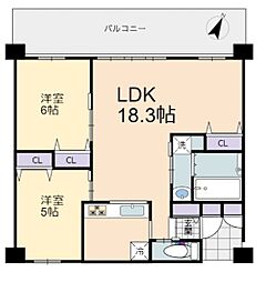 プレミアムコート浦添勢理客 202 2LDKの間取り