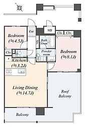 ワイズグレイスシティ久茂地 2LDKの間取図画像
