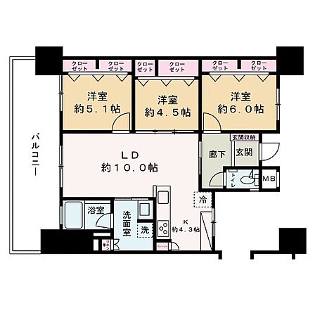 3LDK 間取り