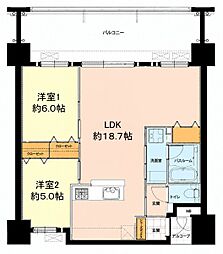 プレミアムコート古謝第二 2LDKの間取図画像