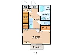 ポーラスター 1Kの間取図画像