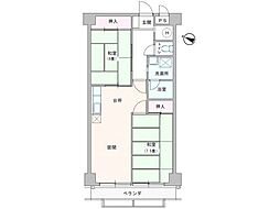 パレ中津川 2LDKの間取図画像