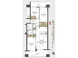 D'レスティア明治橋 3LDKの間取図画像