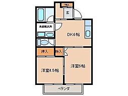 ヴァルビゾン 2DKの間取図画像
