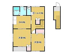 フレッセ徳町2 2DKの間取図画像