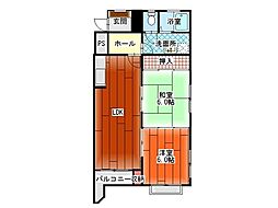 レジデンス楢山 2LDKの間取図画像