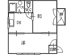 タウニィ城東B 2DKの間取図画像