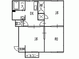 タウニイサンフラワーA 3DKの間取図画像