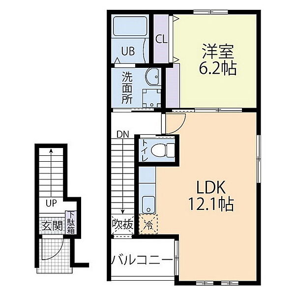 Comfort　（コンフォート） 201｜茨城県水戸市堀町(賃貸アパート1LDK・2階・43.98㎡)の写真 その2