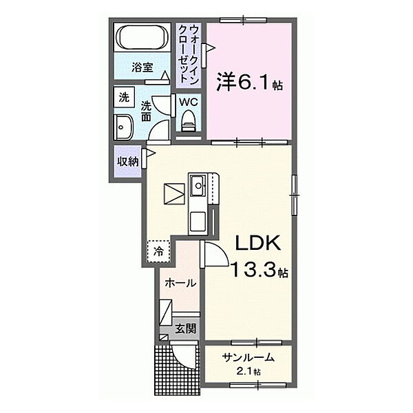 グラン　ビレッジ　ウー　III 105｜茨城県水戸市石川2丁目(賃貸アパート1LDK・1階・50.01㎡)の写真 その2