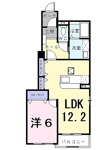 グラースヴィラ 101｜茨城県水戸市松が丘2丁目(賃貸アパート1LDK・1階・45.72㎡)の写真 その2