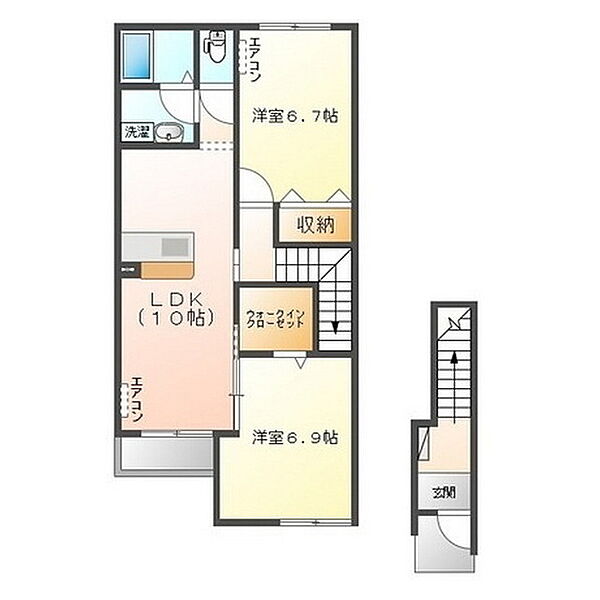 ラフレーズ 203｜茨城県水戸市堀町(賃貸アパート2LDK・2階・59.95㎡)の写真 その2