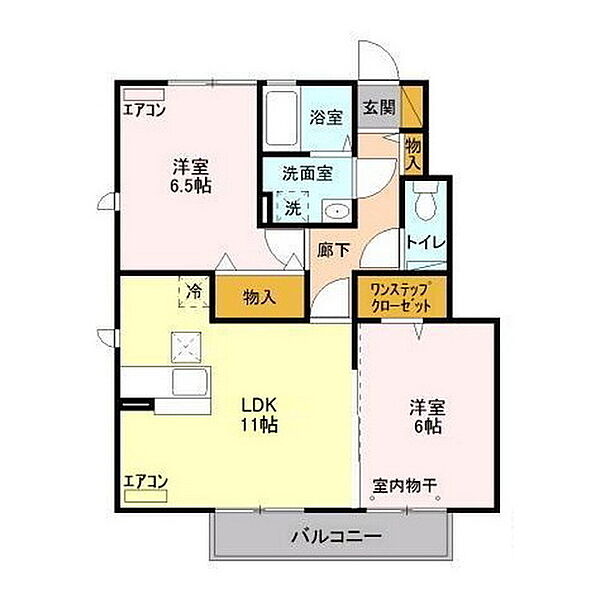 ヴェヌスト　B 102｜茨城県水戸市姫子１丁目(賃貸アパート2LDK・1階・54.75㎡)の写真 その2