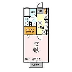 クヒオＢ 1階1Kの間取り