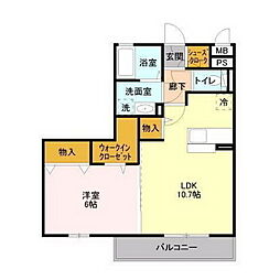 パークドプランタン　Ａ 3階1LDKの間取り