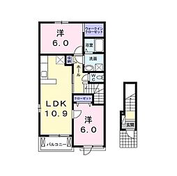 トーア・エリカーナ 2階2LDKの間取り