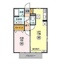 リビングタウン姫子Ｆ 1階1LDKの間取り