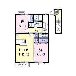 ウィン・ビレッジ 2階2LDKの間取り