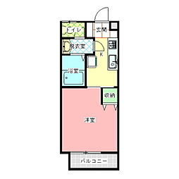 パークサイドベル 2階1Kの間取り