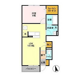 CasaR.TB棟 1LDKの間取図画像