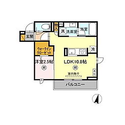 プラデーラ 302 3階1LDKの間取り