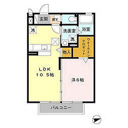 エレヴァート 2階1LDKの間取り