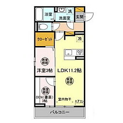 アマーテ姫子　B棟 2階1LDKの間取り