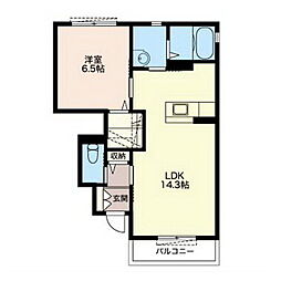 シャーメゾンR＆Ｙ　Ｄ 1階1LDKの間取り