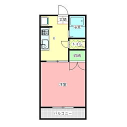 レインボーハイツ 1Kの間取図画像
