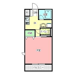 アビックＭ2 1階1Kの間取り