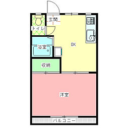 エスパル大賀 1DKの間取図画像