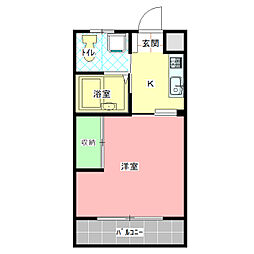 GLORY 1階1Kの間取り