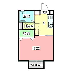 コーポミレット 2階1Kの間取り