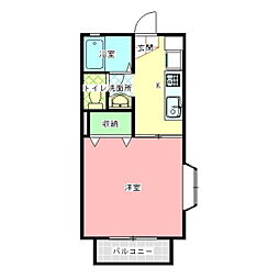 ノーブルサイト 1階1Kの間取り