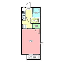 ルミエールＢ棟 2階1Kの間取り