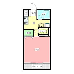 アビックＭ2 1階1Kの間取り