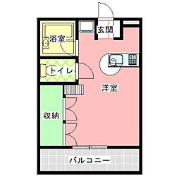 さくらコーポ93 1階ワンルームの間取り