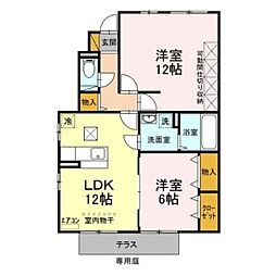 フェリア姫子 1階2LDKの間取り
