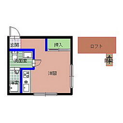 ハウズ下野 2階ワンルームの間取り