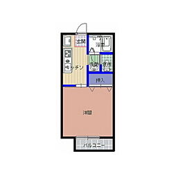 コーポヤマノベＣ棟 2階1Kの間取り