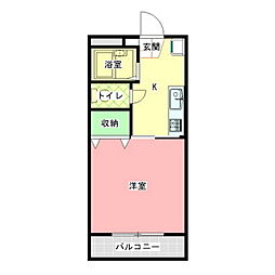 ピアコート 1Kの間取図画像