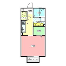 Calm Court 中村(カームコートナカムラ) 1階1Kの間取り