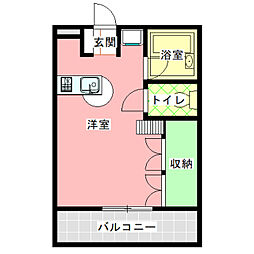 さくらコーポ93 2階ワンルームの間取り