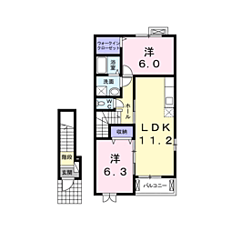 ヴィラ　ポップ 2階2LDKの間取り