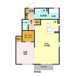 ヴァレンティーナ　Ｃ 1階1LDKの間取り