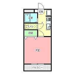 ボヌールI 1Kの間取図画像