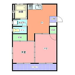 サンハウス新原 2DKの間取図画像