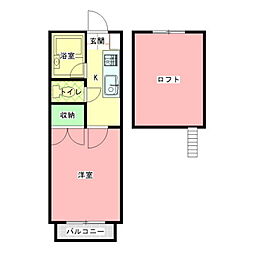 ベルフォーレ 1Kの間取図画像